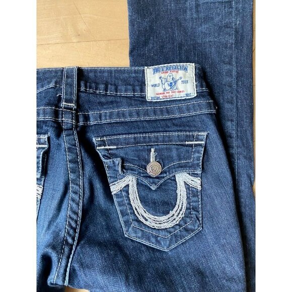 True Religion sz 28 blue Jean Denim women straight leg - Picture 6 of 6